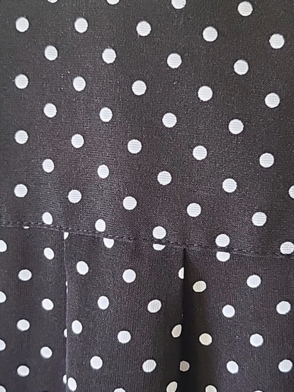 Notations Black and White Polka Dot Blouse with Straight Collar and Long Sleeves - Picture 4 of 13